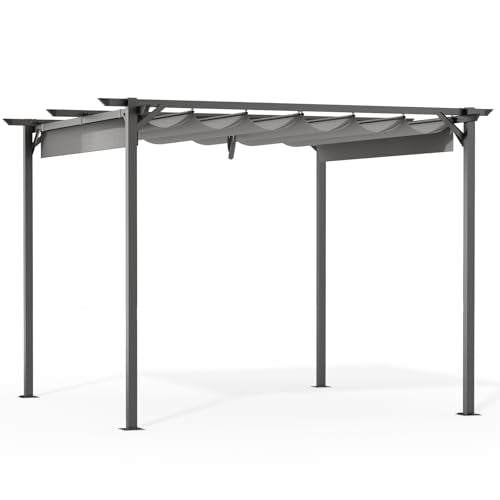 bigzzia Metal Pergola with Retractable Roof 2.44x2.44M