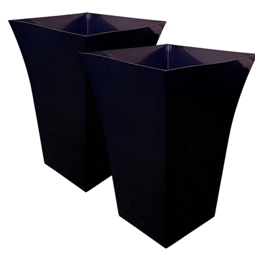Milano Tall Square Planters, Set of 2 – Black Gloss