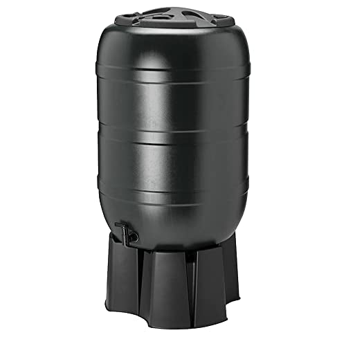 Large 210 Litre Black Water Butt with Stand & Tap