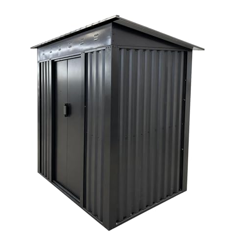 6x4ft Metal Garden Shed with Sliding Doors & Vents