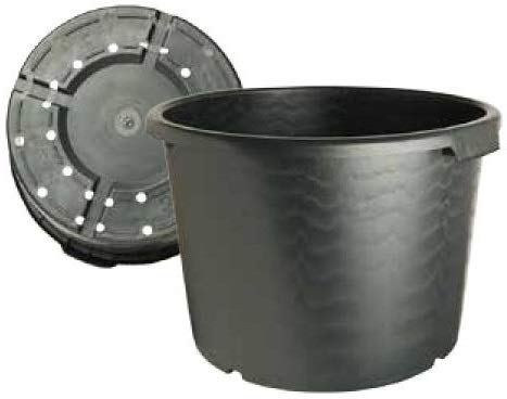 Muddy Hands Large Black Plastic Plant Pot with Handles Round Outdoor Garden Tree Container Planter (1, 48 Litre)