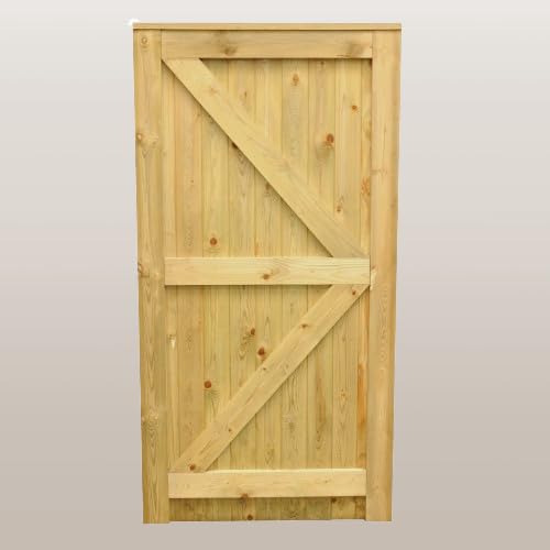 TVG Wooden Pressure Treated Garden Gate - 6ft (180cm High x 83cm Wide x 5cm Deep)