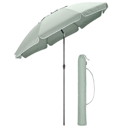 Christow 2m Tilting Beach Parasol UV50+ Sage Green