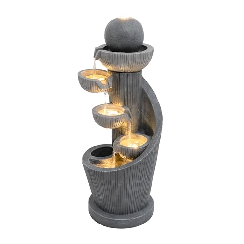 Cascading Garden Water Feature with LED Lights