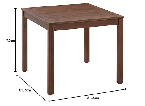 Amazon Aware Square Outdoor Dining Table, FSC Acacia Wood, 72 x 81.3 x 81.3 cm (H x W x L), Walnut Finish