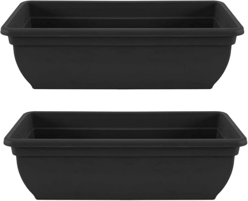 Long Rectangular Plastic Trough Planters – 60cm Black