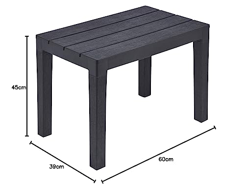 URBNLIVING Black Plastic Garden Outdoor Table/Bench Furniture - 100% Weatherproof