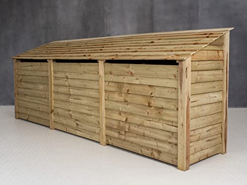 Arbor Garden Solutions wooden log store 4ft, firewood storage (W-335cm, H-126cm, D-88cm), natural finish (With kindling shelf (roof sloping back))