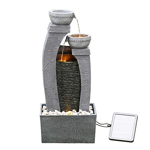 Teamson Home 3-Tier Solar Water Feature with LED Lights
