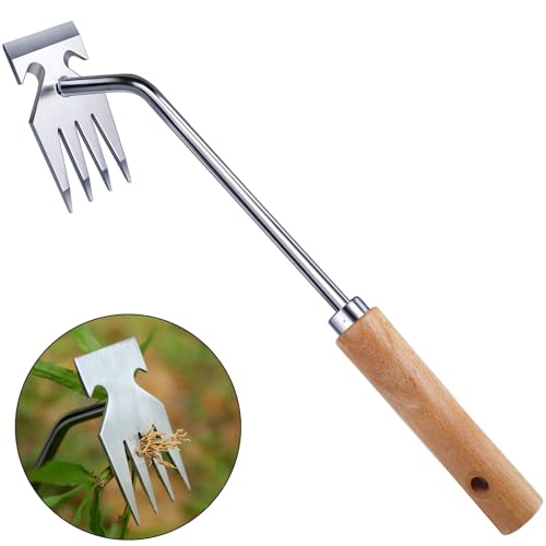 Orelex Stainless Steel Weed Fork with Wooden Handle