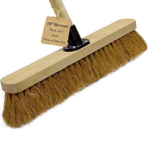 EDS 18" Soft Coco Bristle Broom with Wooden Handle
