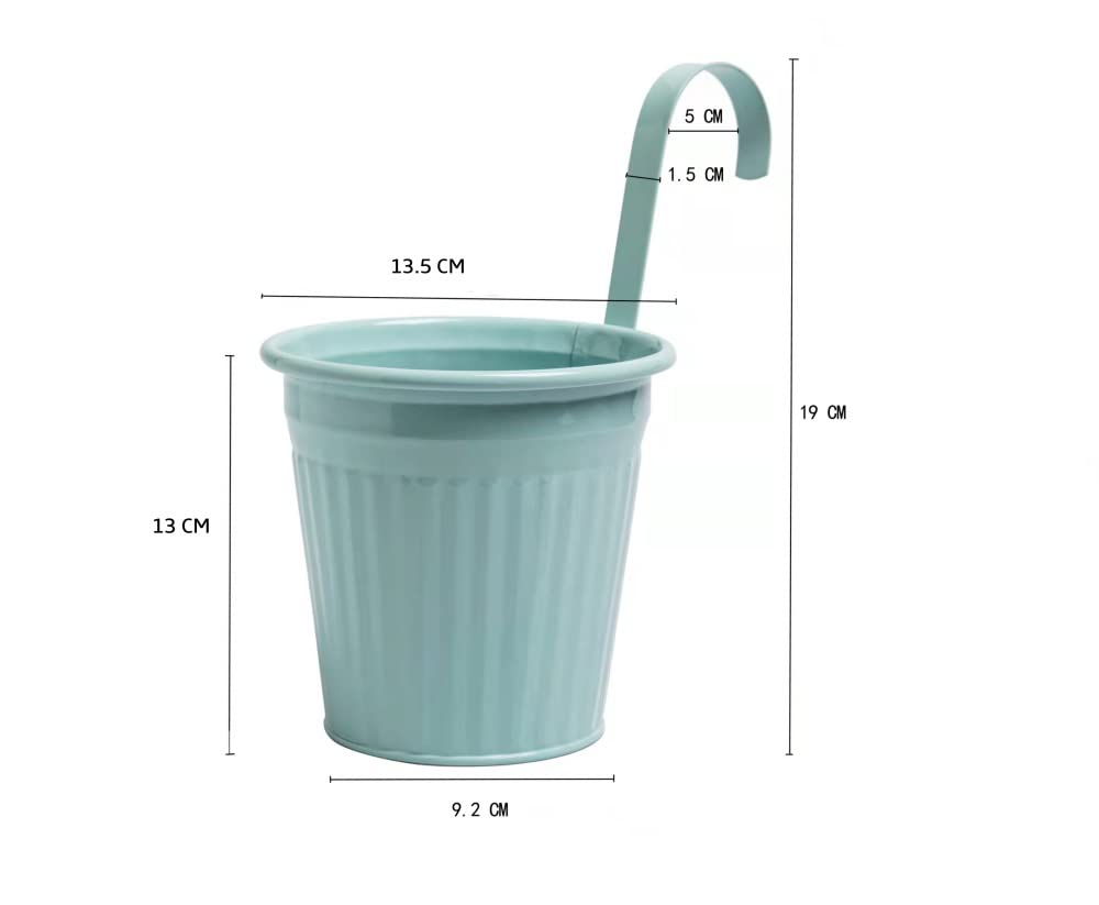 Dipamkar 6 PCs Ø13.5 CM Metal Hanging Plant Pots Over Fence Hanging Planters for Indoor and Outdoor Use