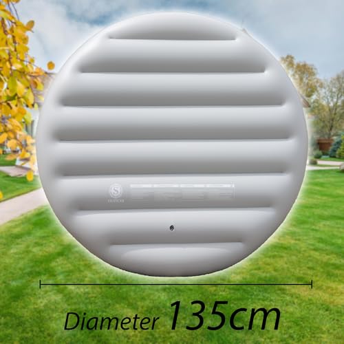 Energy Saving Spa Cover Inflatable Lid Protective Rain Overflow Heat Insulator Technology Round Bladder Fits All 4 Person Round Hot Tubs Up to 140cm, Grey