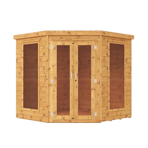 WALTONS | Wooden Corner Summerhouse | Shiplap Tongue & Groove | Garden Room | Flat Roof | Double Door | Outdoor Sun Room | 7ft 8ft 9ft | 10 Year Anti Rot Guarantee | (7ft x 7ft)