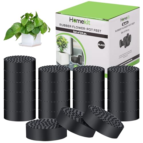 Homekit Rubber Pot Feet – 24 Pack Black Risers