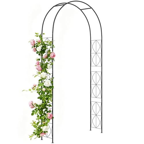 Outsunny Vintage Steel Garden Arch with Trellis – Black