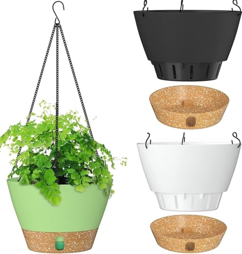 LATERN 25cm Self-Watering Hanging Plant Pots – Set of 3