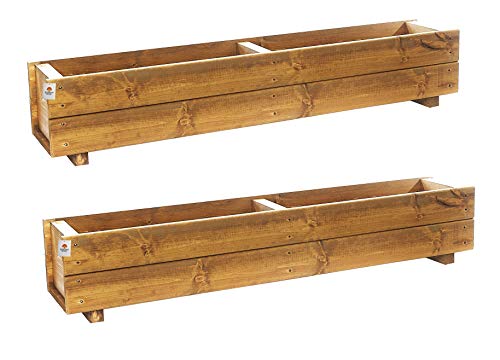 Ruddings Wood 120cm Wooden Trough Planters – Set of 2