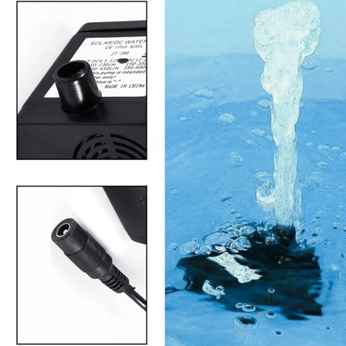 DC 12V Solar Water Pump Small - JT-280 500L/H Aquariums Pumps for Water Feature - Waterproof Amphibious Mini Solar Powered Fountain Pump for Garden Pond Fish Tank Pet Feeder Low Noise