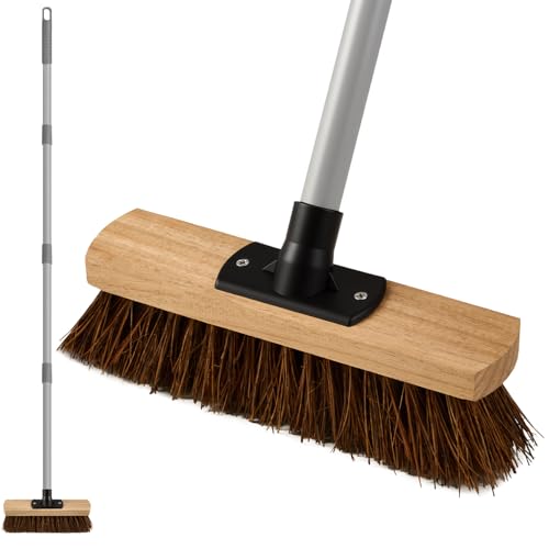 Mitclear 10in Heavy Duty Yard Brush with Long Handle