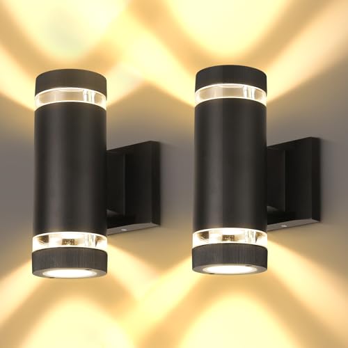 CANMEIJA Outdoor Wall Lights Up Down Black – 2 Pack