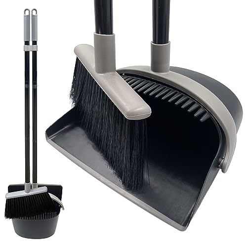 Long Handled Dustpan and Brush Set – Black & Grey