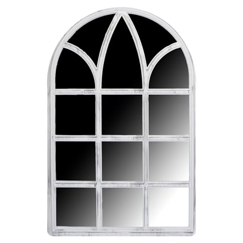 White Pointed Garden Mirror 78.5cm x 50.5cm
