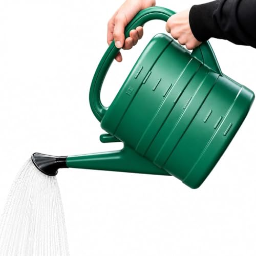 10 Litre Green Plastic Watering Can with Rose