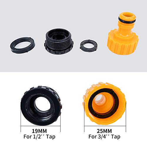 Set of 4 Garden Hose Connectors Set Hose Tap Connector Hose Fitting Starter Set- 2in1 Threaded Tap Connector Hose Waterstop End Quick Connector Nozzle and Spray Guns