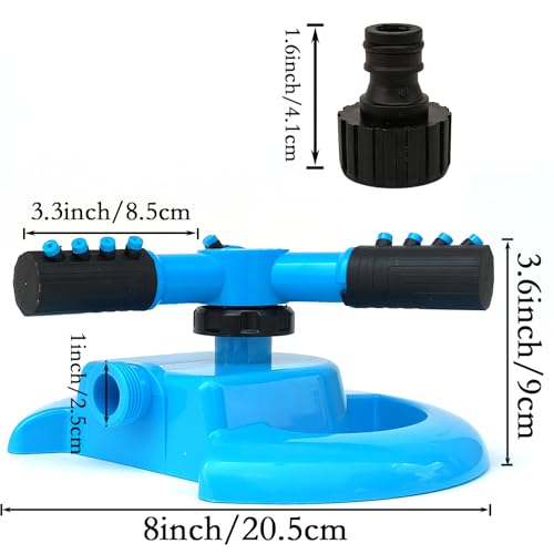 MMSGA Oscillating Sprinkler, Blue, 360 Degree Rotation Garden Watering System, Sprinklers for Yard & Kids, Premium Quality & Anti-Leak Design