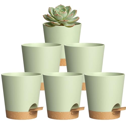 ZBXSNK Self Watering Plant Pots 10cm – Set of 6