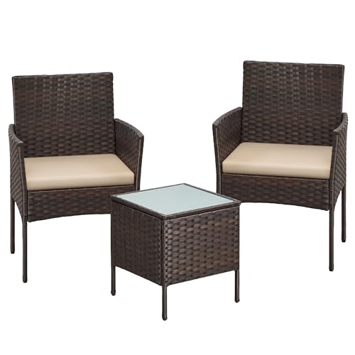 SONGMICS Polyrattan Garden Furniture Set – Brown
