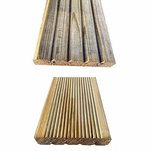 Treated Timber Decking Boards 26mm x 120mm x 4.8m (Pack of 10)