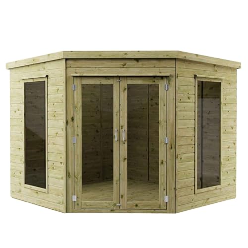 Waltons 8x8ft Wooden Corner Summerhouse Flat Roof