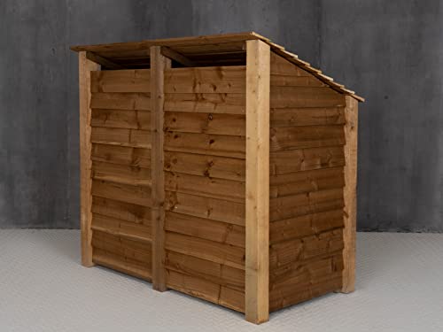 Wooden Log Store 4Ft With Doors (W-146cm, H-126cm, D-88cm), brown finish (Without kindling shelf)