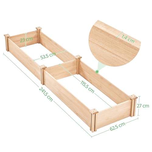 Yaheetech 8×2ft Wooden Horticulture Raised Garden Bed Divisible Elevated Planting Planter Box for Flowers/Vegetables/Herbs in Backyard/Patio Outdoor, 245.5 x 62.5 x 27cm