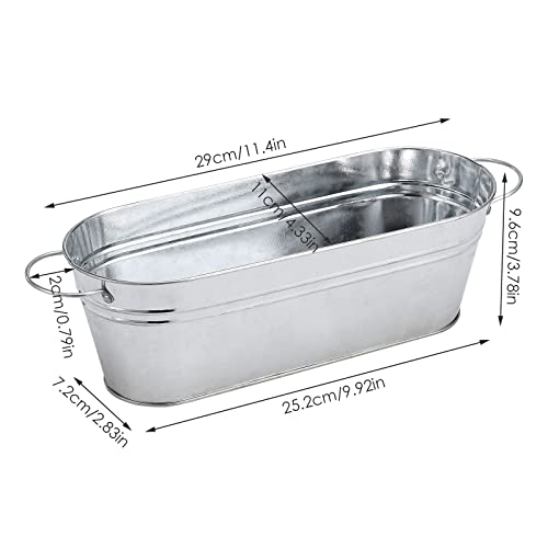BestAlice 5 Pack Galvanized Planters for Outdoor Plants, Galvanized Oval Planters Tub Galvanized Buckets with Handles, Metal Pail Flower Pot for Indoor Outdoor Decor