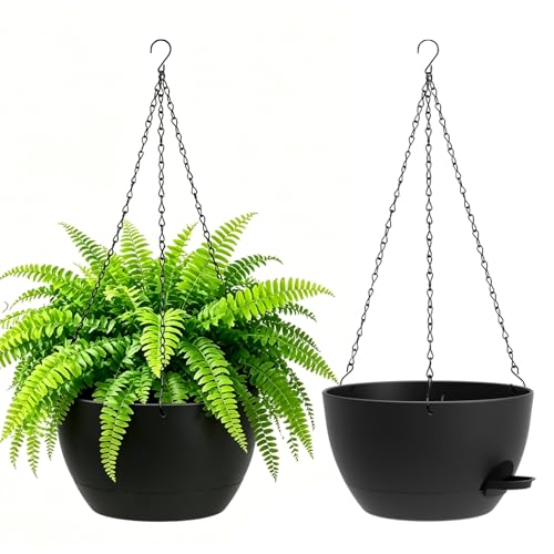 WSMKSZ 25cm Self-Watering Hanging Baskets (2 Pack)