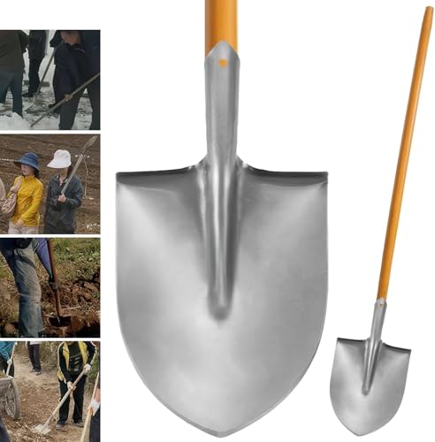Heavy Duty Round Garden Shovel with Wooden Handle