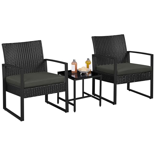 Yaheetech 3-Piece Rattan Balcony Furniture Set