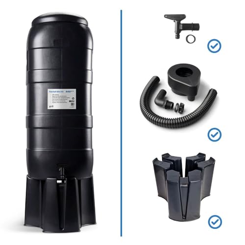 100L Slimline Black Water Butt Kit with Stand & Diverter