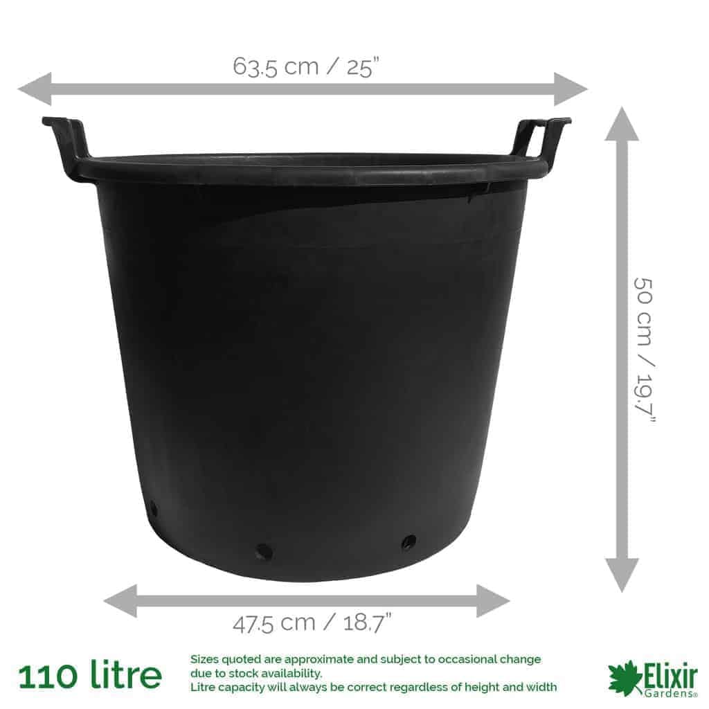 Elixir Gardens Large Recycled Plastic Plant Pot/Tree & Shrub Pots with Handles | 30, 35, 50, 75, 80, 95, 110 & 130 L Plastic Planter Pots in 1-10 Quantities | 110 Litre x 1