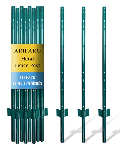 ARIFARO Metal Fence Posts 121cm – Pack of 10