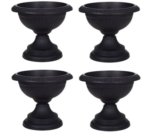 PREMZO 42cm Grecian Urn Planters in Black – Set of 4