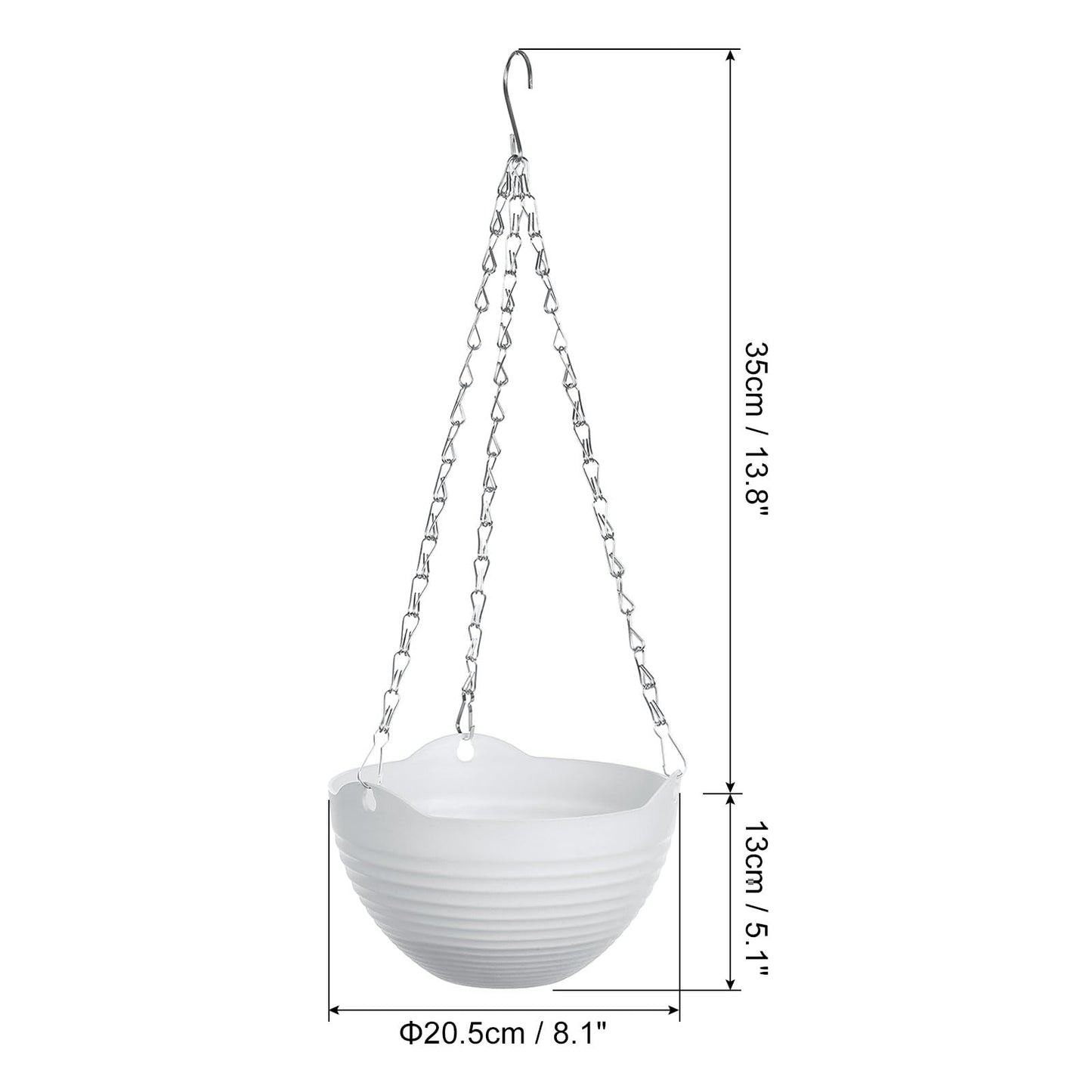 PATIKIL Plastic Self-Watering Hanging Planters, 3 Pack 8 Inch Garden Flower Pot Container Baskets with Chain and Drainer for Indoor Outdoor, White