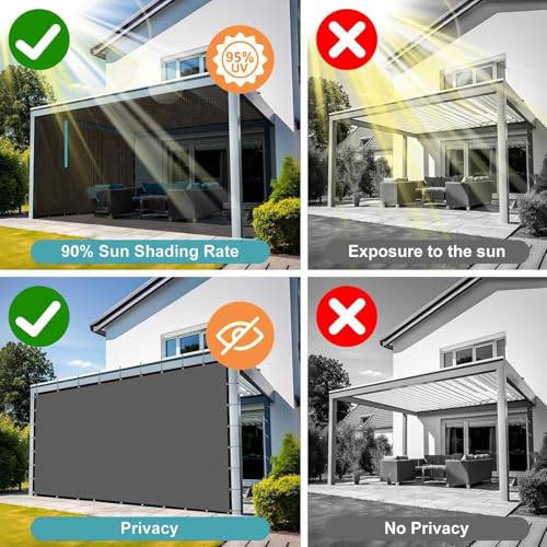 Sun Shade Sail 2x3M Rectangle Waterproof 95% UV Block Garden Sunscreen Awning Canopy with Rope Breathable Square Patio Sail Pergola for Outdoor Garden Patio Yard Lawn