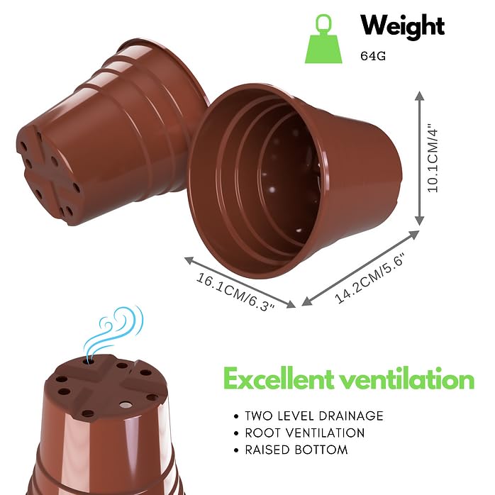 Happy Pots - 15cm Gloss Terracotta - Pack of 15 Premium Plastic Plant Pots - Reusable Flower Pots for Indoor/Outdoor Home Décor Gardening - Round, Heavy Duty, UV Resistant, Recyclable - Made in UK