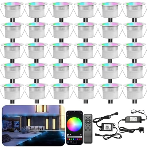 INDARUN RGBW WiFi LED Decking Lights IP67 30 Pack