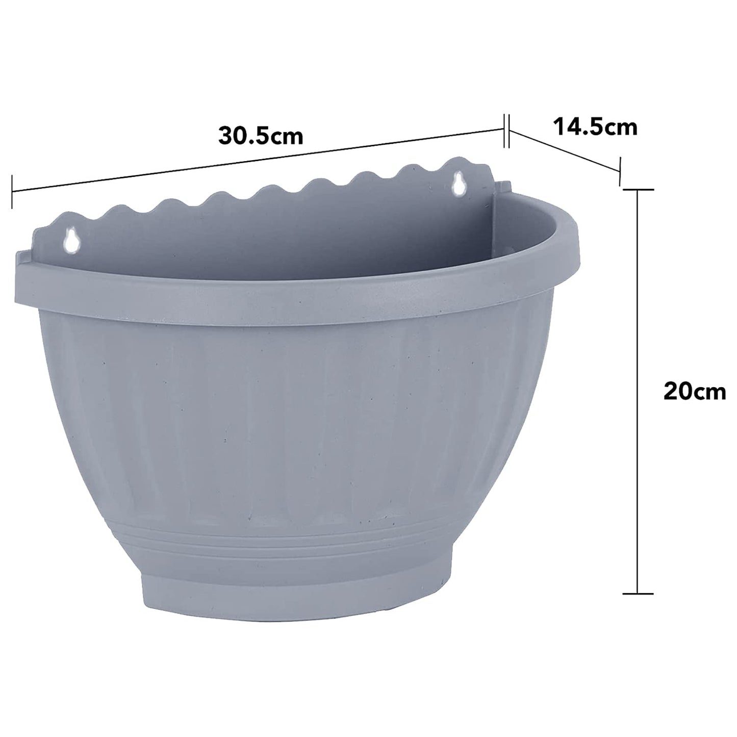 FotoStation Set of 6- Etruscan Wall Basket Soft Grey Flower Pot Hanging Planter Garden Plant Container Home Decoration Indoor or Outdoor