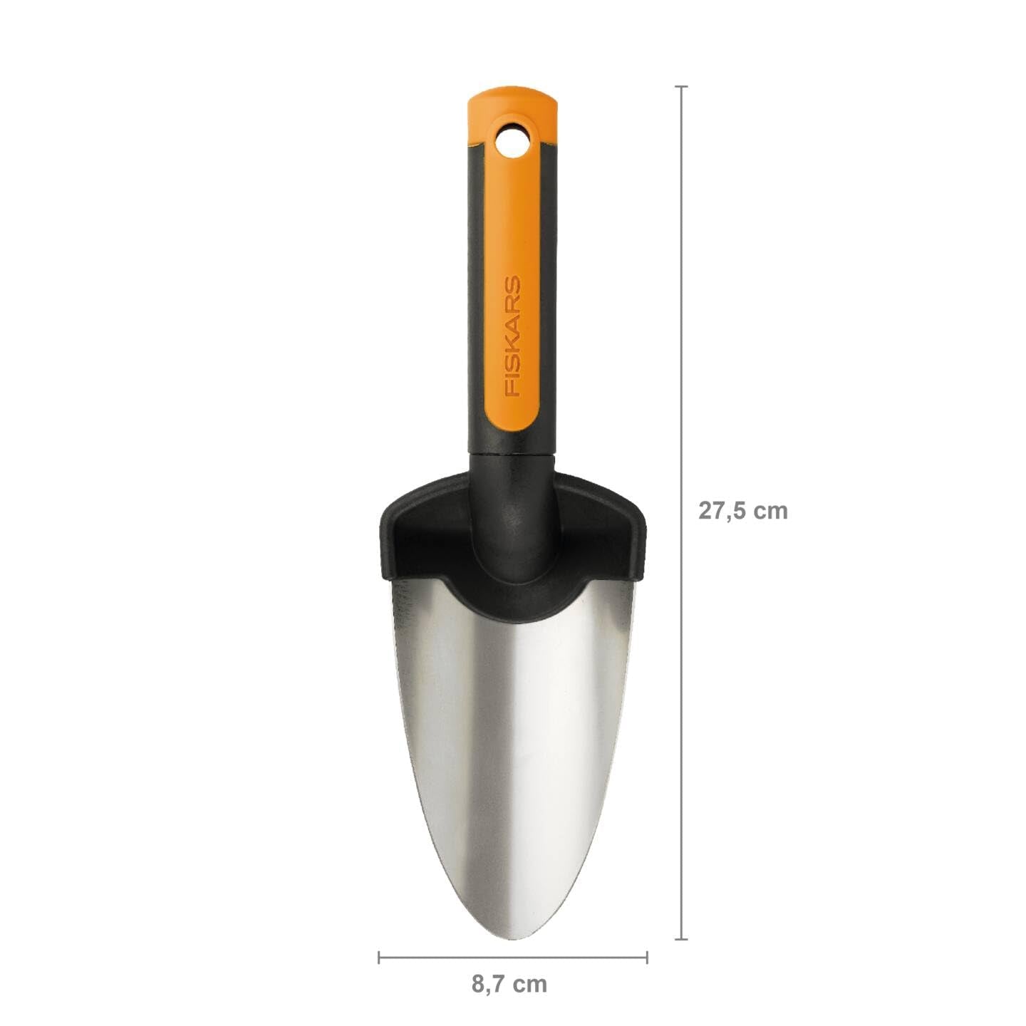 Fiskars Premium Planters Trowel, Length: 28 cm, Stainless Steel Trowel, Black/Orange, 1000726